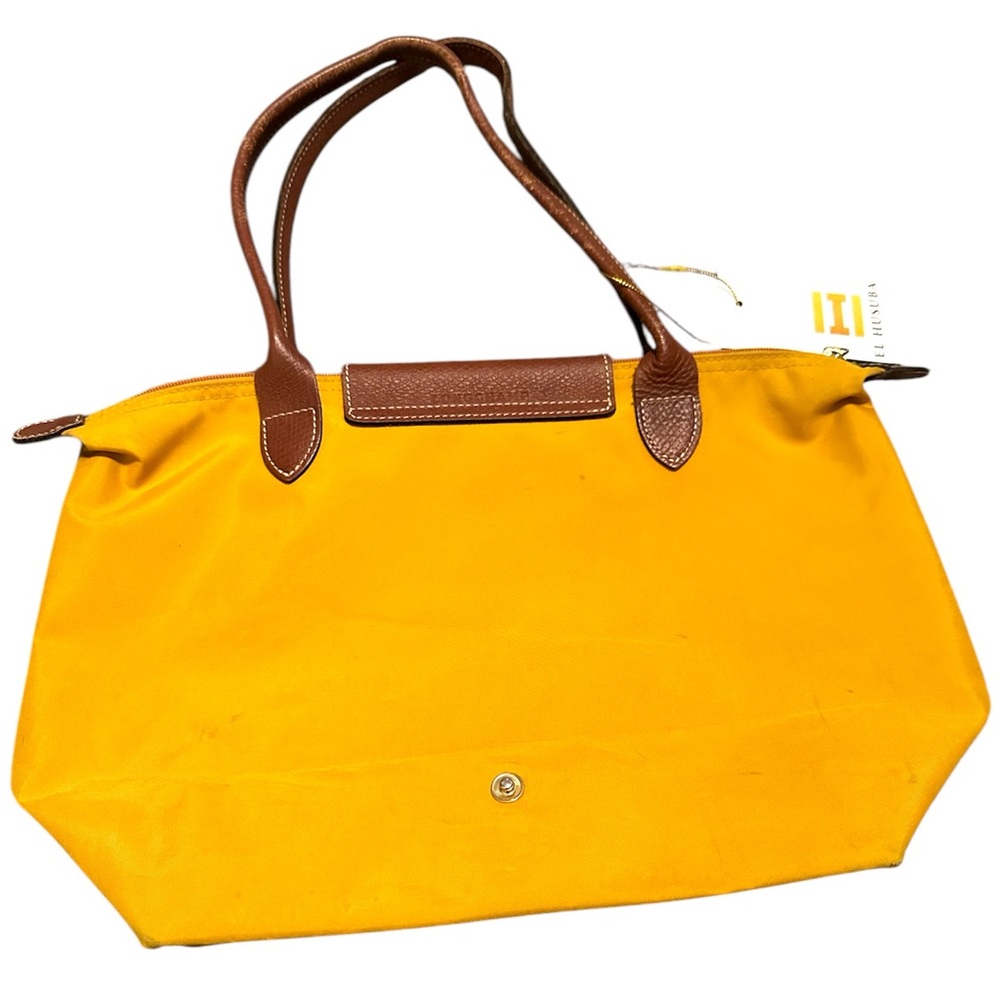 LONGCHAMP MUSTARD YELLOW AND BROWN LEATHER SHOULDER BAG - Picture 5 of 9